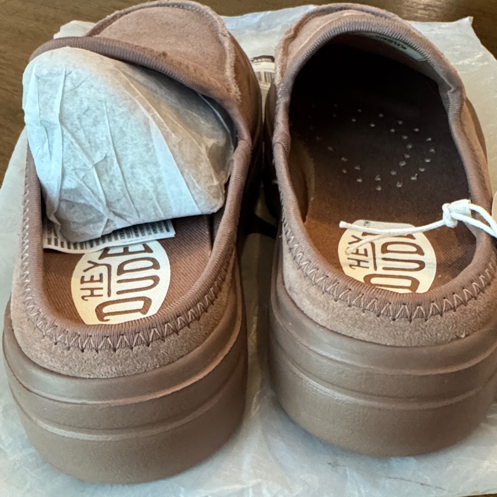 Hey Dude Women’s Suede Slip-On Shoes in Light Brown - Picture 4 of 7
